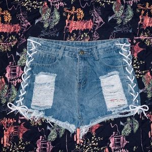 ✨ Ripped Lace Up Denim Jeans ✨